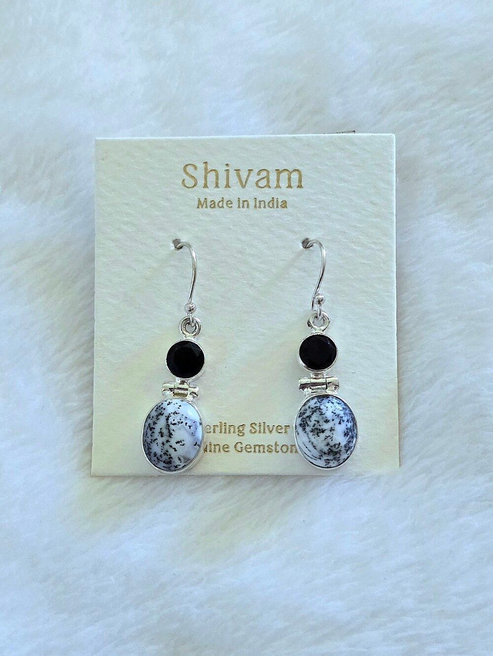 Shivam Oval Shaped Dendritic Agate Earrings